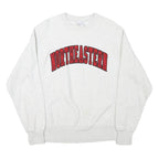 CHAMPION Mens White Northeastern Crew Neck S Cotton Blend Sweatshirt Pullover