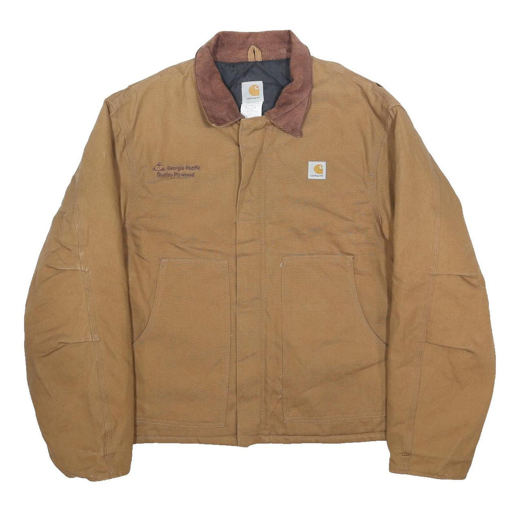 CARHARTT Mens Brown & Brown Classic Zip Jacket L Cotton Workwear Durable