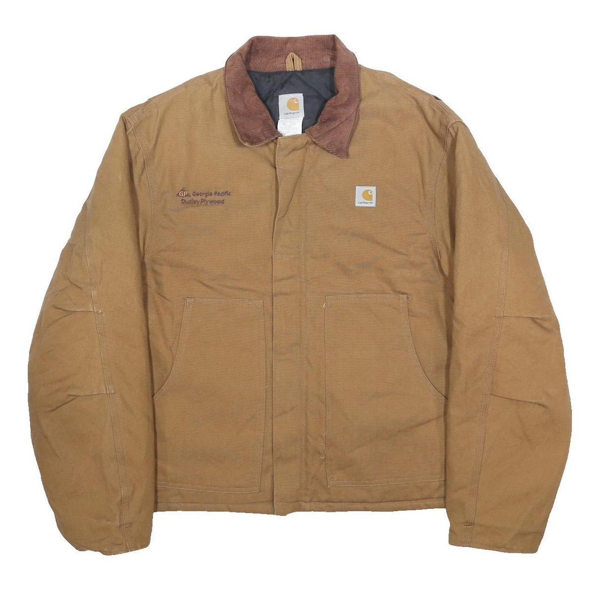 CARHARTT Mens Brown & Brown Classic Zip Jacket L Cotton Workwear Durable