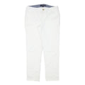TOMMY HILFIGER Womens Cotton Blend White Slim Leg Trousers W32 L28 Zip Casual