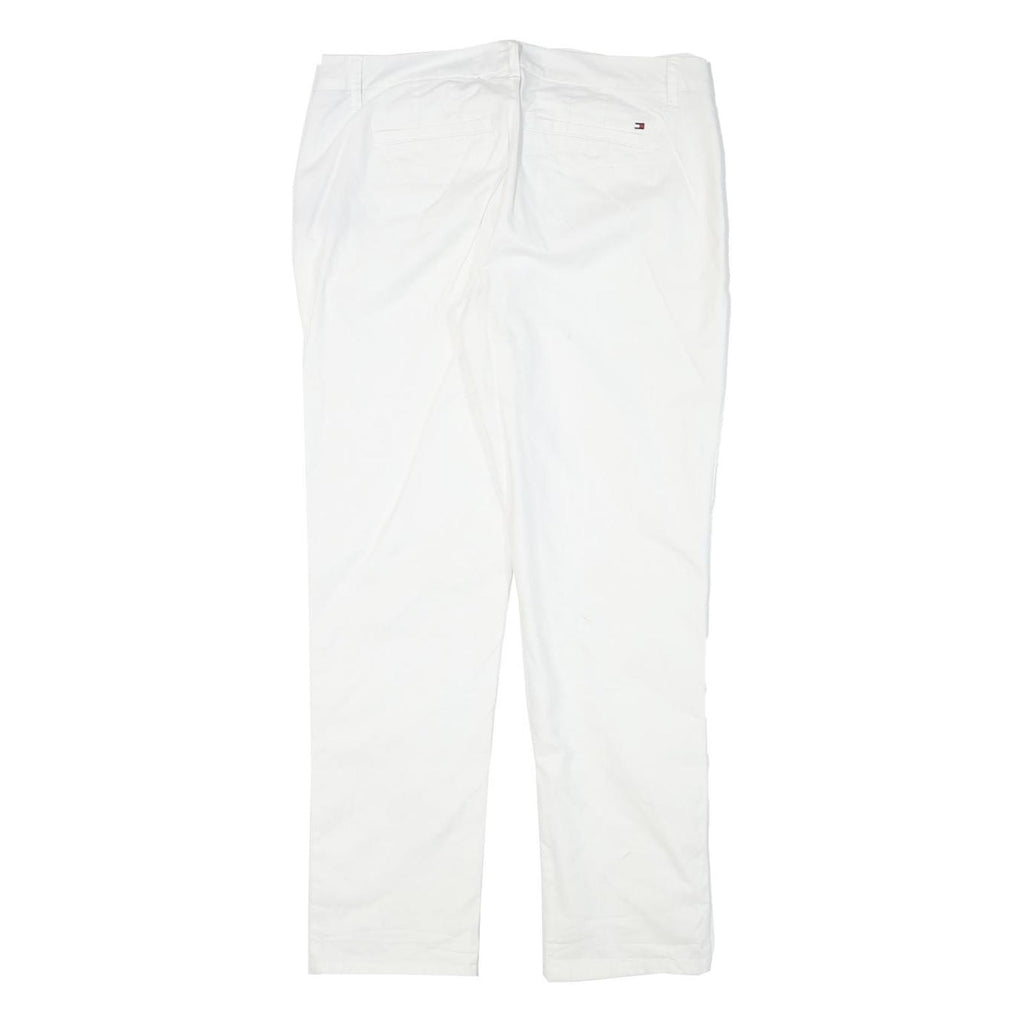 TOMMY HILFIGER Womens Cotton Blend White Slim Leg Trousers W32 L28 Zip Casual