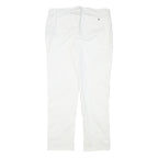 TOMMY HILFIGER Womens Cotton Blend White Slim Leg Trousers W32 L28 Zip Casual