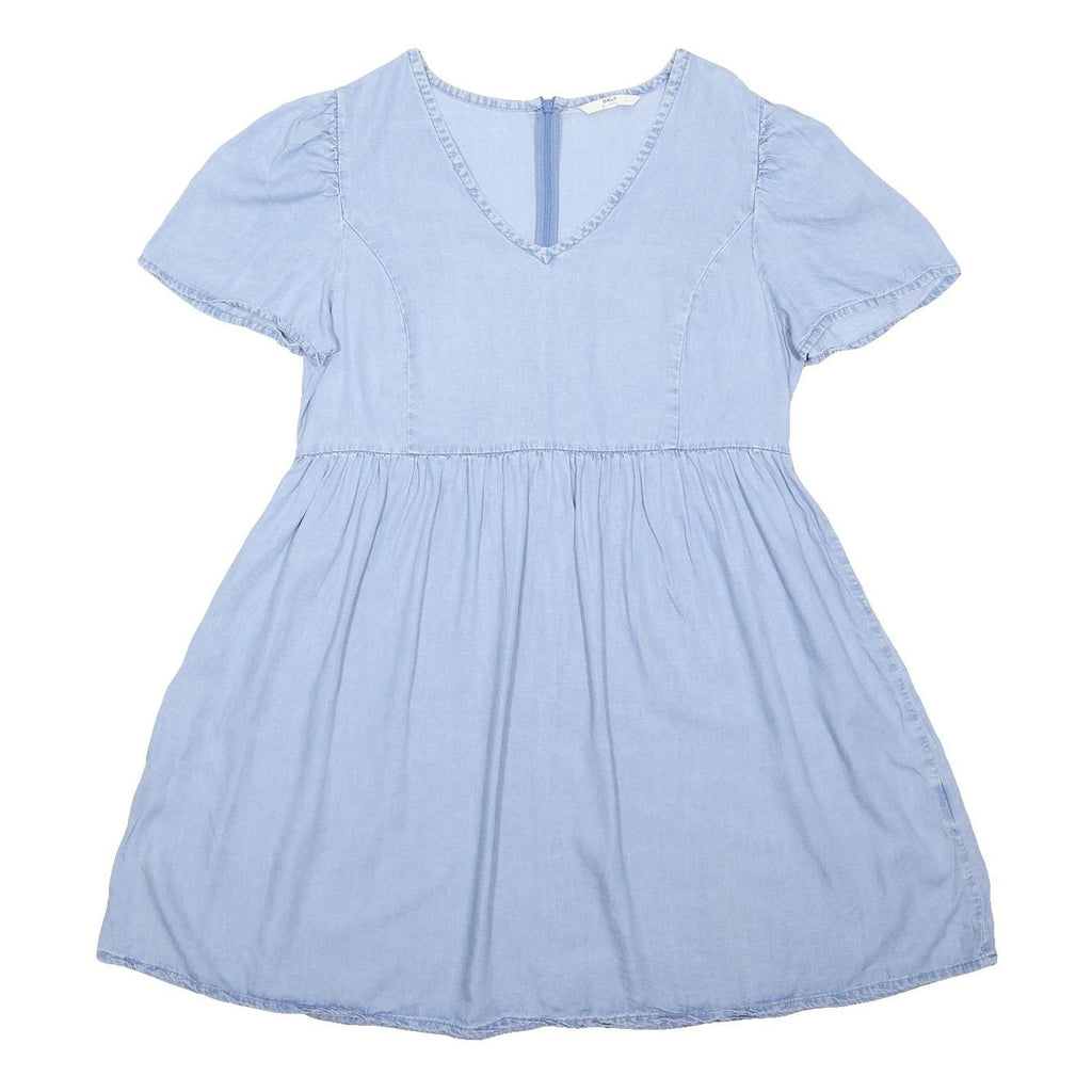 ONLY Womens Blue Day Woven Plain Short Sleeve Mini Dress L Casual Summer