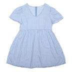 ONLY Womens Blue Day Woven Plain Short Sleeve Mini Dress L Casual Summer