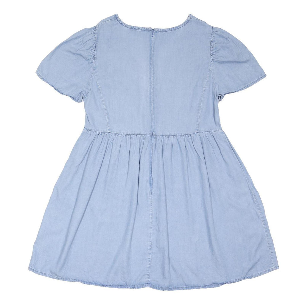 ONLY Womens Blue Day Woven Plain Short Sleeve Mini Dress L Casual Summer