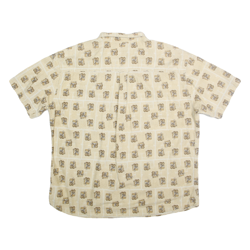 WOOLRICH Mens Beige Cotton Button-Down Short Sleeve Shirt 2XL