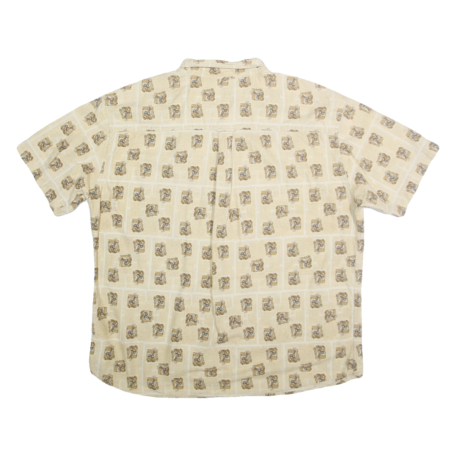 WOOLRICH Mens Beige Cotton Button-Down Short Sleeve Shirt 2XL