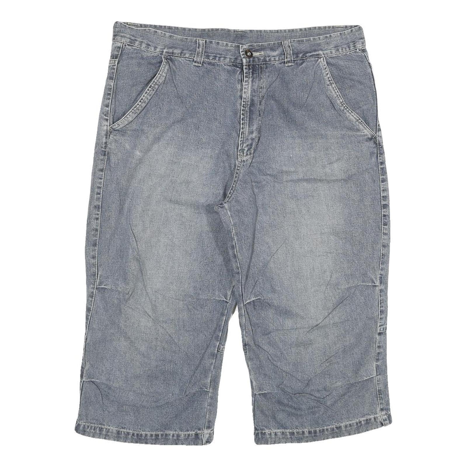 Mens Grey Denim Casual Cotton Blend Shorts 2XL W36 Comfortable Fit