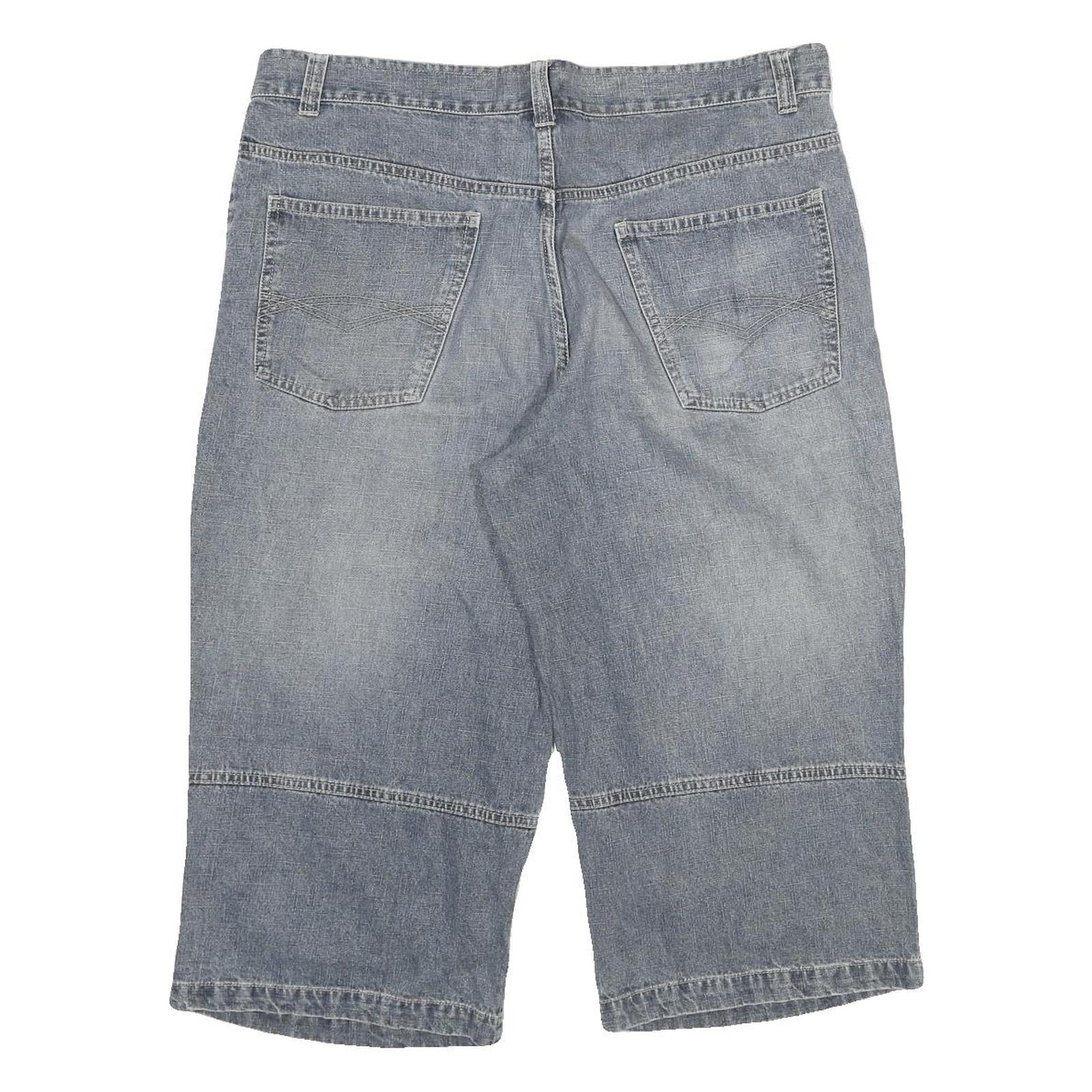 Mens Grey Denim Casual Cotton Blend Shorts 2XL W36 Comfortable Fit