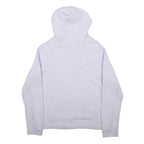 M&S Womens White Pullover Hoodie Relaxed Fit Jumper Crew Neck Rib Knit M Pockets
