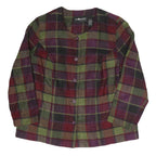 SAG HARBOUR Womens Red & Green Check Chore Jacket L Cotton Blend Woven Button
