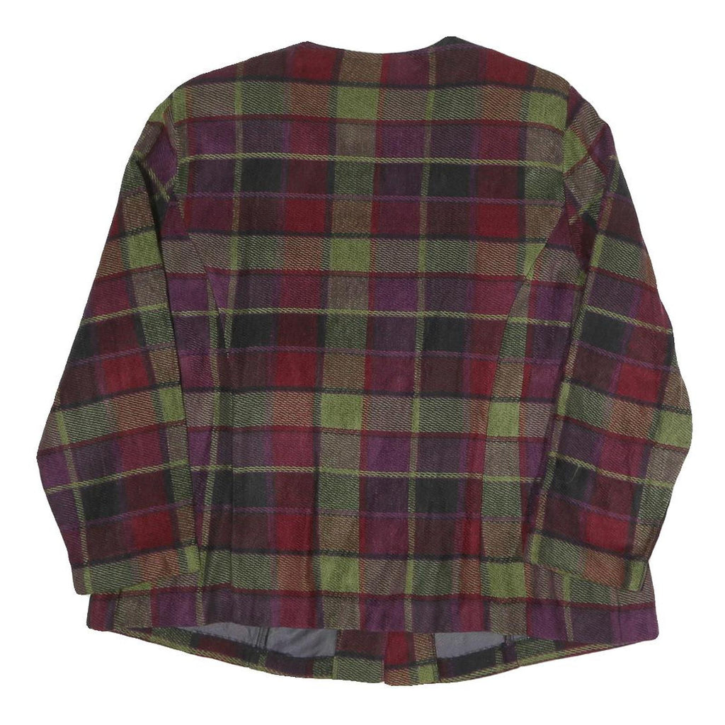 SAG HARBOUR Womens Red & Green Check Chore Jacket L Cotton Blend Woven Button