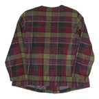 SAG HARBOUR Womens Red & Green Check Chore Jacket L Cotton Blend Woven Button