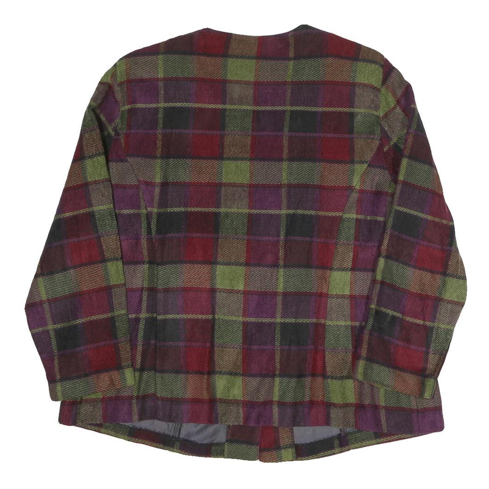 SAG HARBOUR Womens Red & Green Check Chore Jacket L Cotton Blend Woven Button