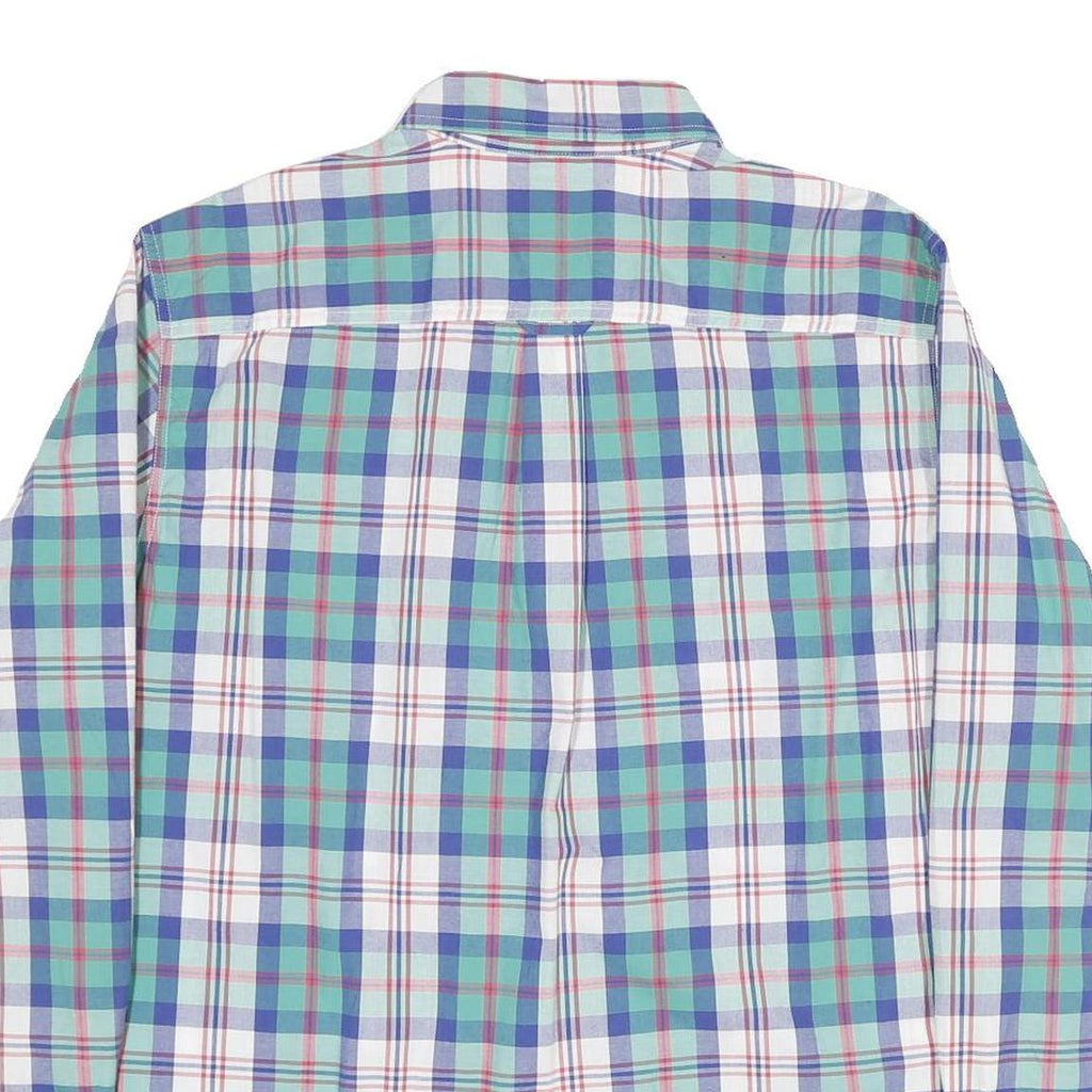 CHAPS Mens Blue Green Check Shirt XL Casual Cotton Button Down Long Sleeve