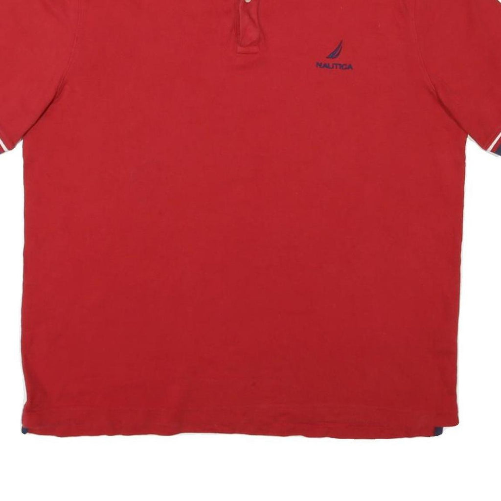 NAUTICA Mens Red & Navy Short Sleeve Basic Polo Shirt XL Cotton Blend