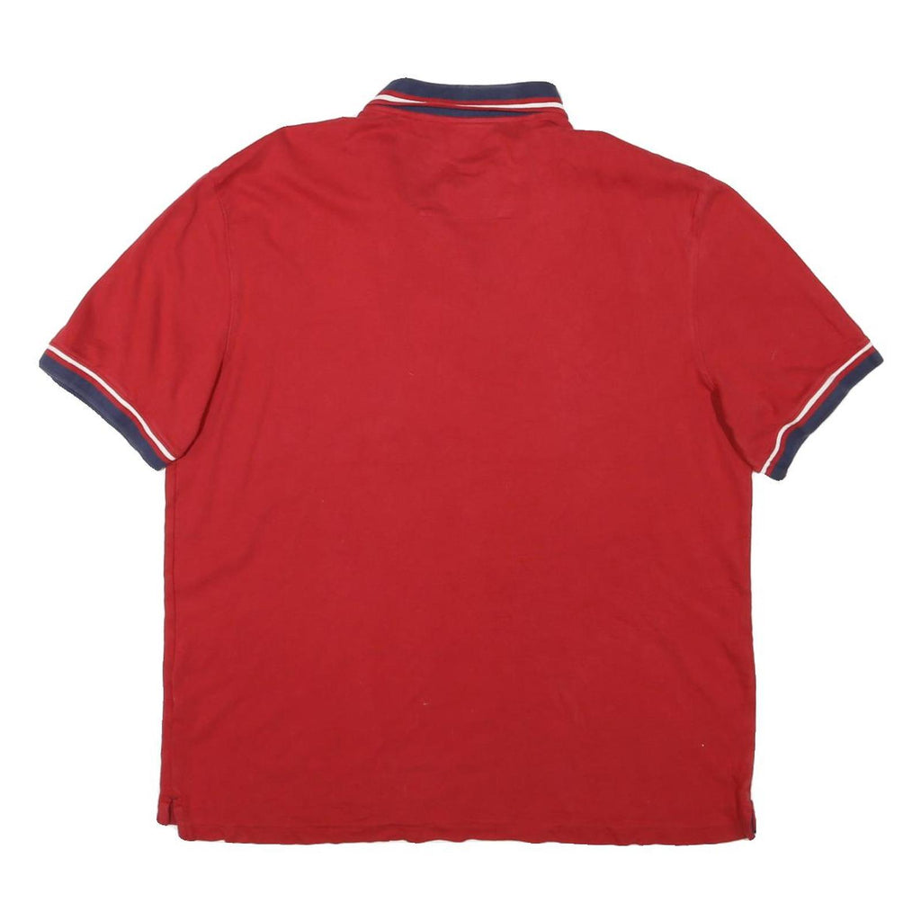 NAUTICA Mens Red & Navy Short Sleeve Basic Polo Shirt XL Cotton Blend