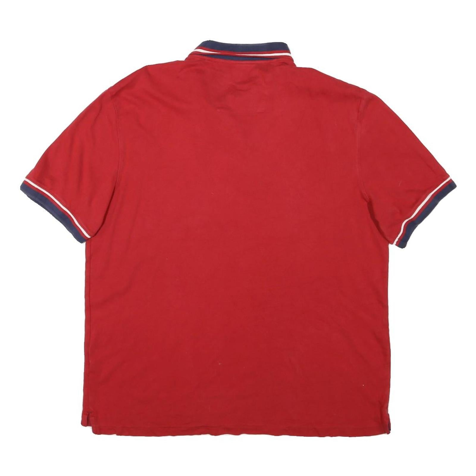 NAUTICA Mens Red & Navy Short Sleeve Basic Polo Shirt XL Cotton Blend