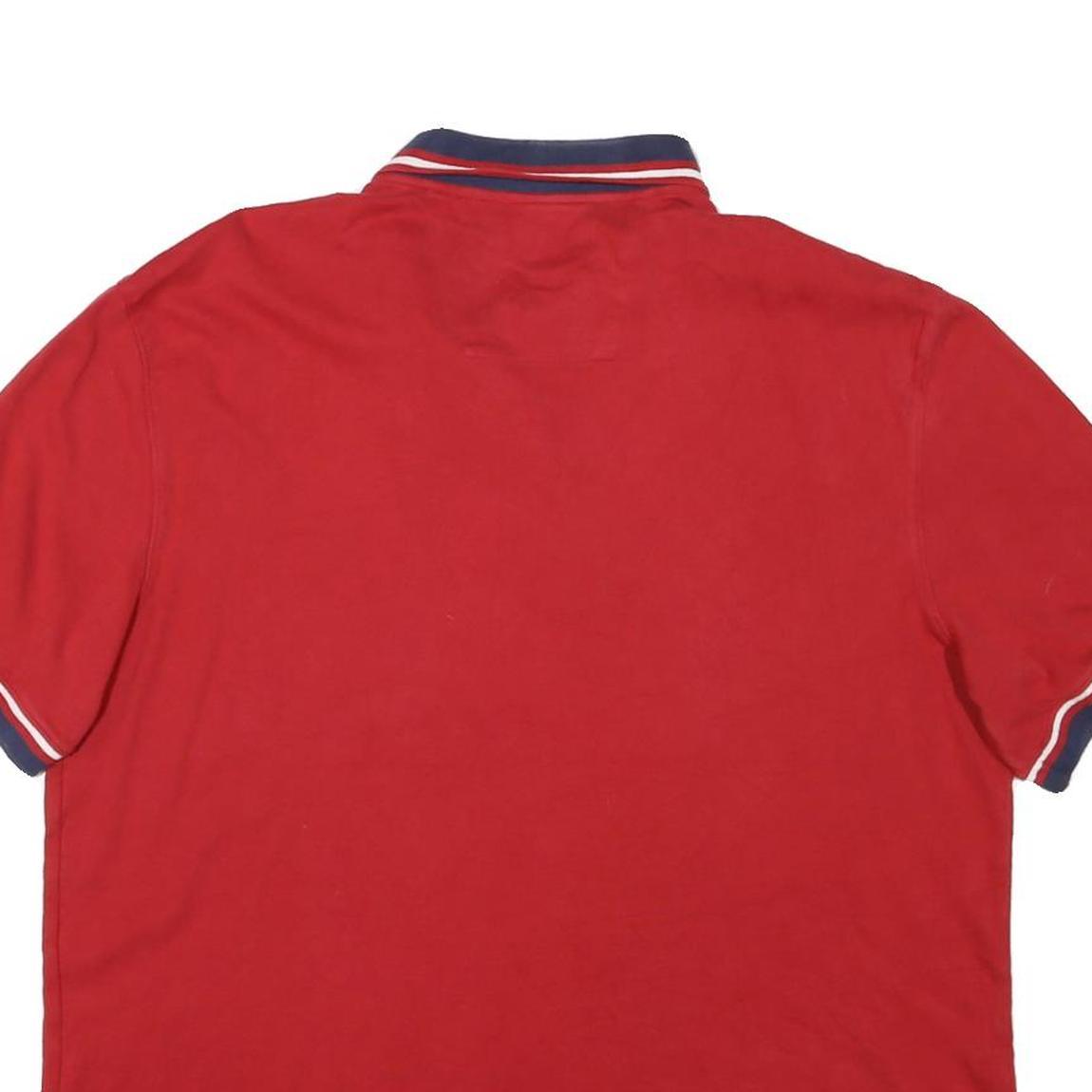 NAUTICA Mens Red & Navy Short Sleeve Basic Polo Shirt XL Cotton Blend