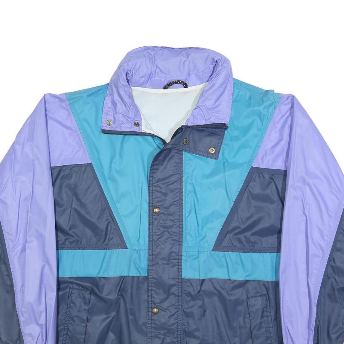 FUTURA Womens Blue & Lilac Colourblock Zip Jacket L Polyester Blend Lightweight