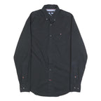 TOMMY HILFIGER Mens Black Button Down Shirt S Cotton Blend Casual Classic
