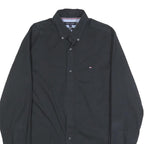 TOMMY HILFIGER Mens Black Button Down Shirt S Cotton Blend Casual Classic