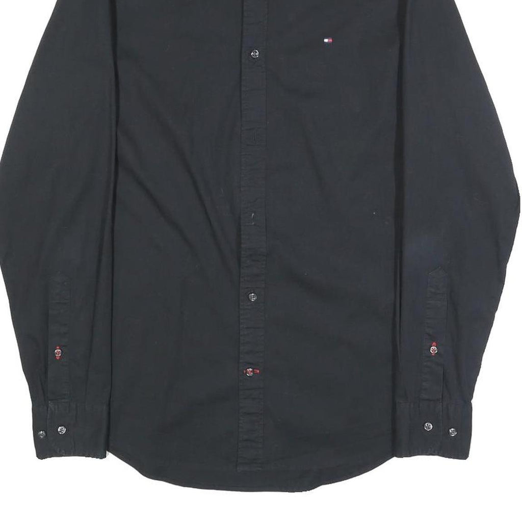 TOMMY HILFIGER Mens Black Button Down Shirt S Cotton Blend Casual Classic