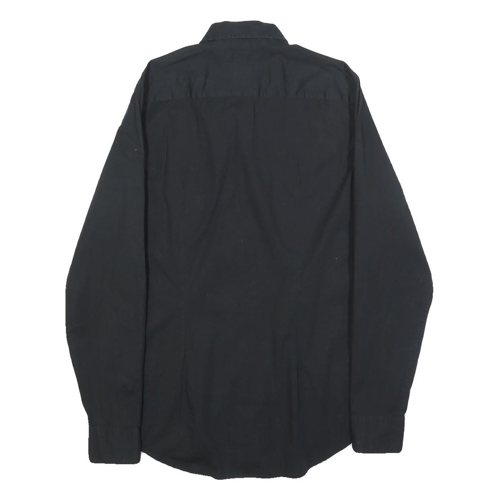 TOMMY HILFIGER Mens Black Button Down Shirt S Cotton Blend Casual Classic