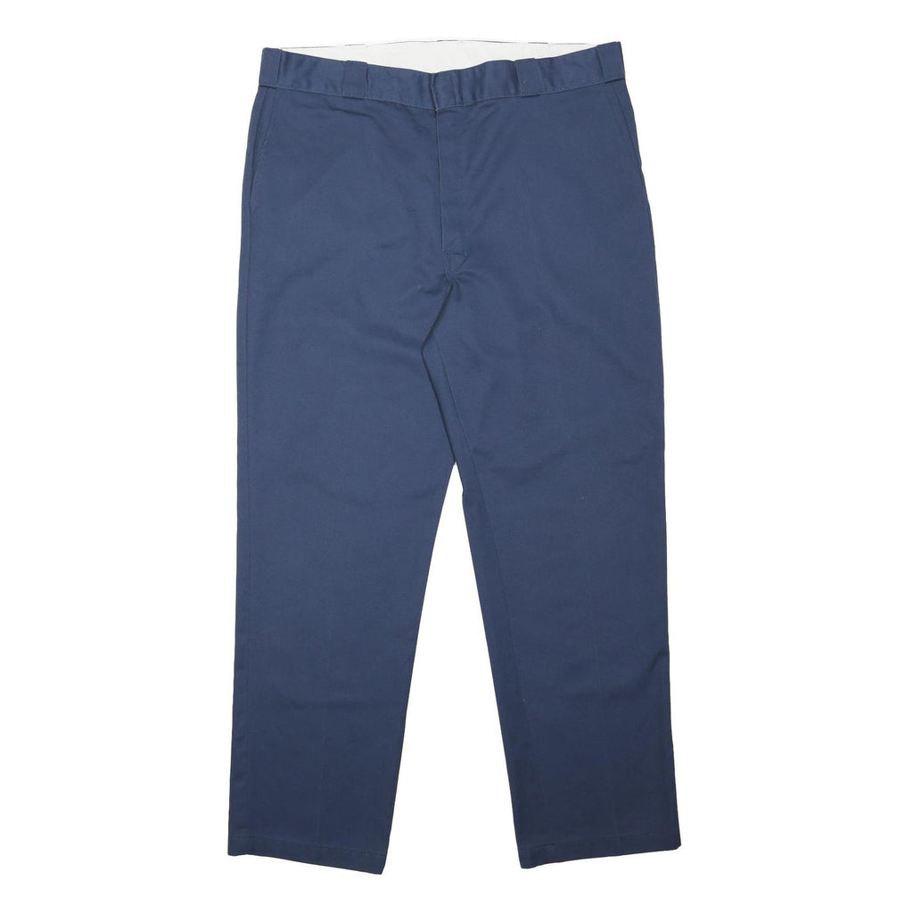 DICKIES Mens Polyester Blend Navy Regular Fit Straight Trousers W40 L32 Workwear
