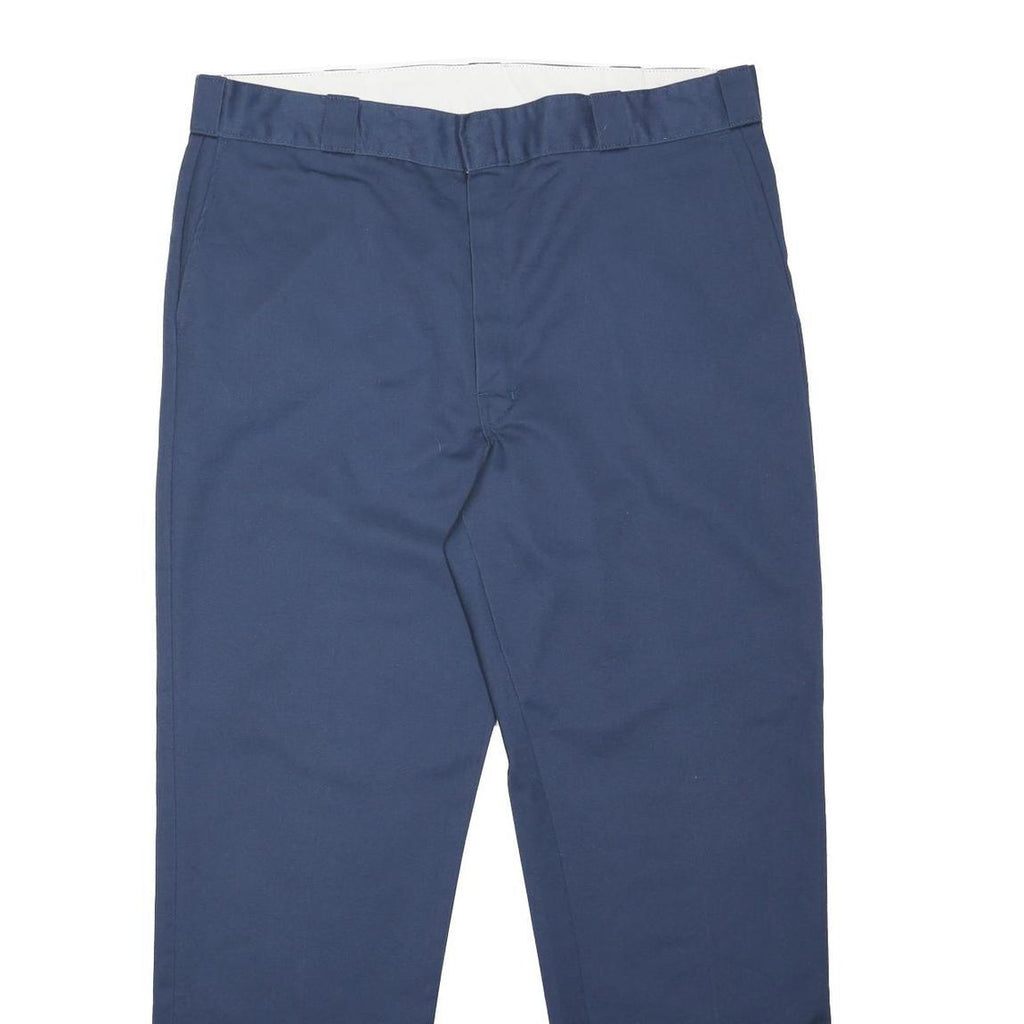 DICKIES Mens Polyester Blend Navy Regular Fit Straight Trousers W40 L32 Workwear