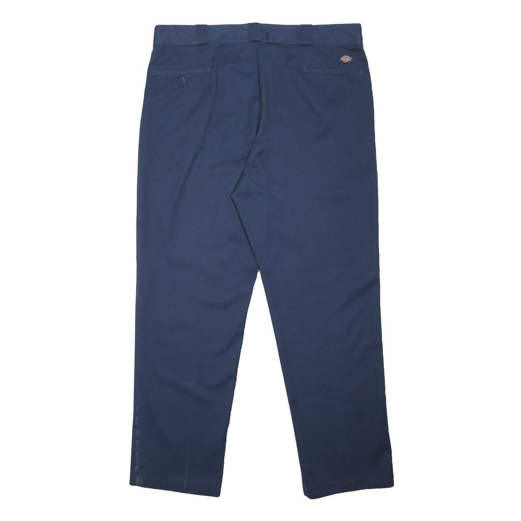 DICKIES Mens Polyester Blend Navy Regular Fit Straight Trousers W40 L32 Workwear