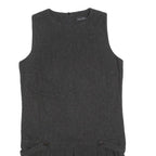 ZARA Womens Grey Wool Blend Sleeveless Mini Dress L Pleated Design Elegant