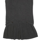ZARA Womens Grey Wool Blend Sleeveless Mini Dress L Pleated Design Elegant