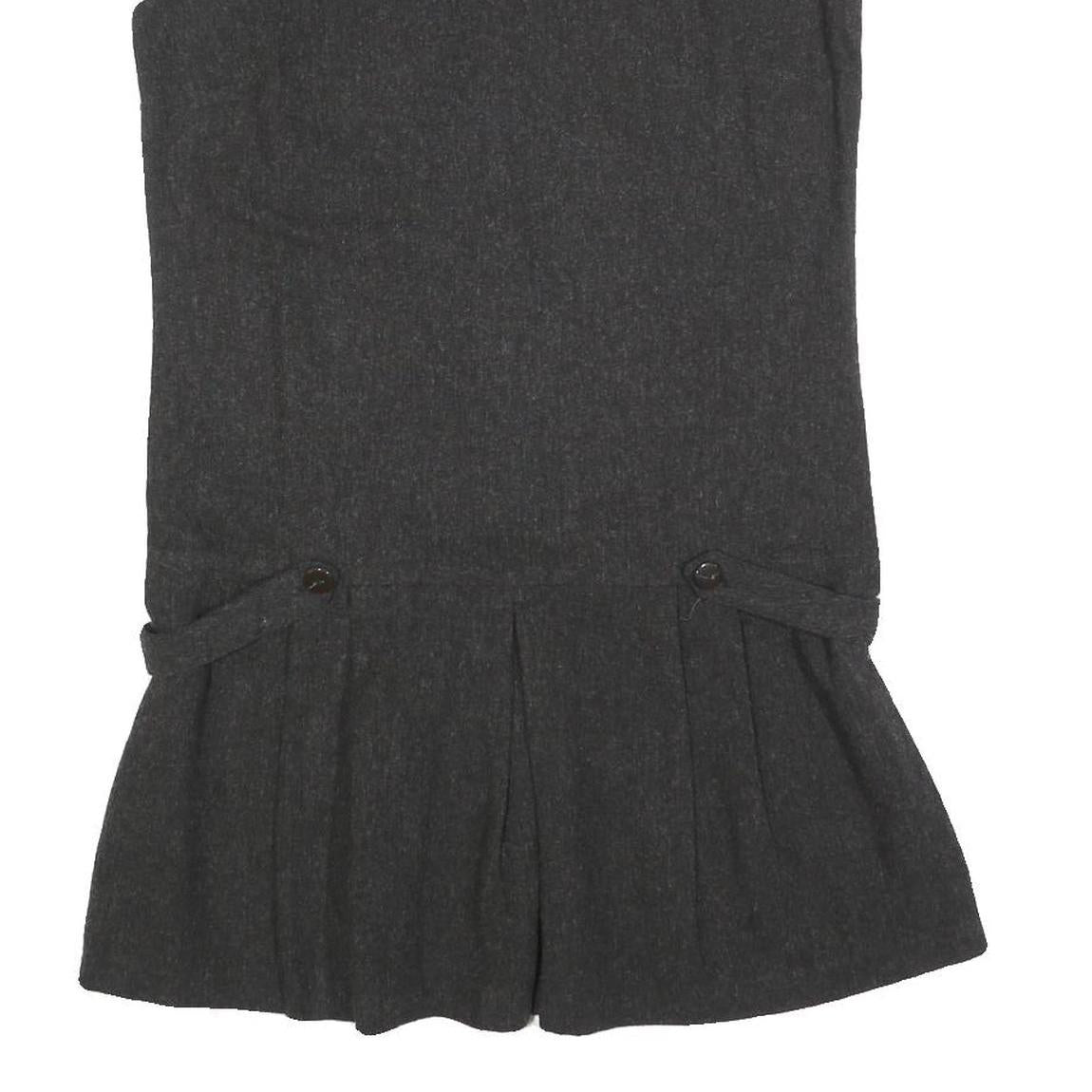 ZARA Womens Grey Wool Blend Sleeveless Mini Dress L Pleated Design Elegant