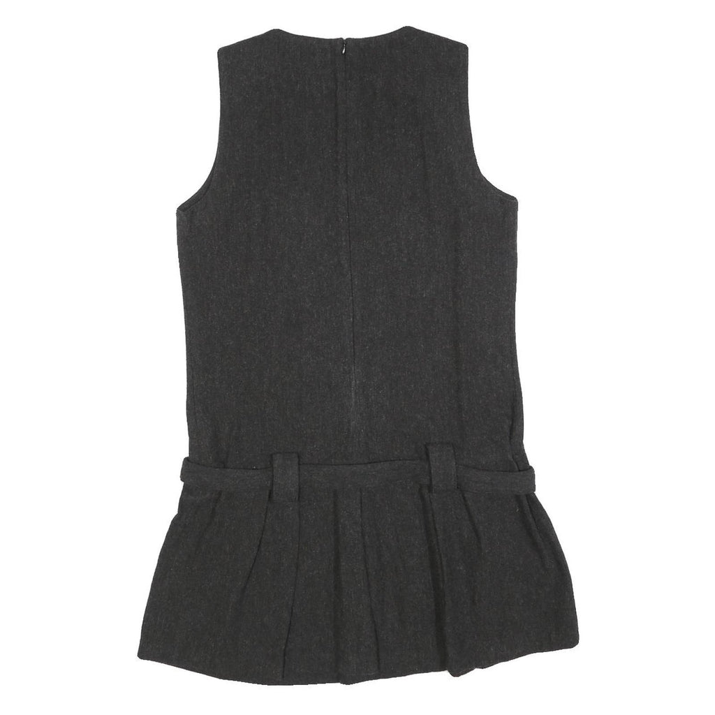 ZARA Womens Grey Wool Blend Sleeveless Mini Dress L Pleated Design Elegant