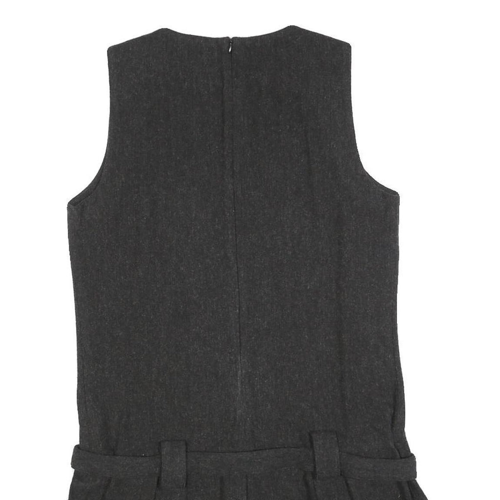 ZARA Womens Grey Wool Blend Sleeveless Mini Dress L Pleated Design Elegant