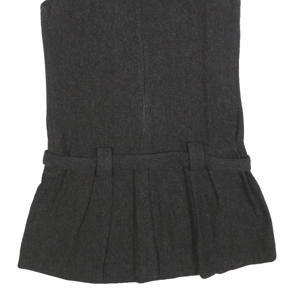 ZARA Womens Grey Wool Blend Sleeveless Mini Dress L Pleated Design Elegant