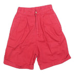 GIORDANO Womens Shorts Red Casual XXS W24 Cotton Blend Pleated