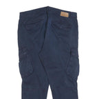 ZARA MAN Mens Cotton Blend Navy Blue Regular Cargo Trousers W36 L28 Zip Pocket
