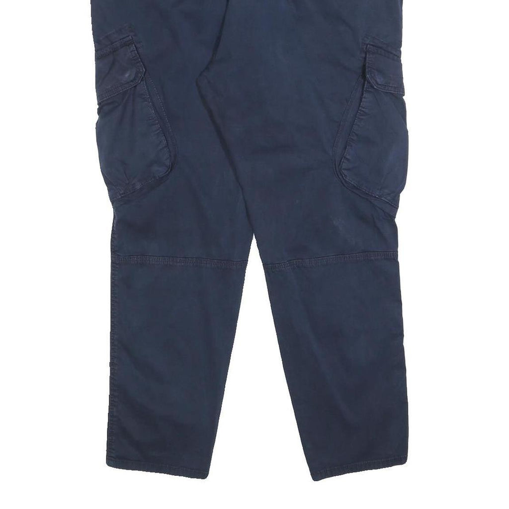 ZARA MAN Mens Cotton Blend Navy Blue Regular Cargo Trousers W36 L28 Zip Pocket