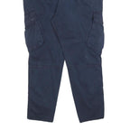 ZARA MAN Mens Cotton Blend Navy Blue Regular Cargo Trousers W36 L28 Zip Pocket