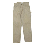 CARHARTT Mens Regular Beige Cotton Blend Workwear Trousers W32 L32 Zip Closure