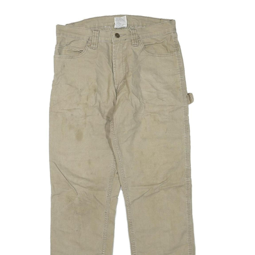 CARHARTT Mens Regular Beige Cotton Blend Workwear Trousers W32 L32 Zip Closure