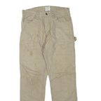 CARHARTT Mens Regular Beige Cotton Blend Workwear Trousers W32 L32 Zip Closure