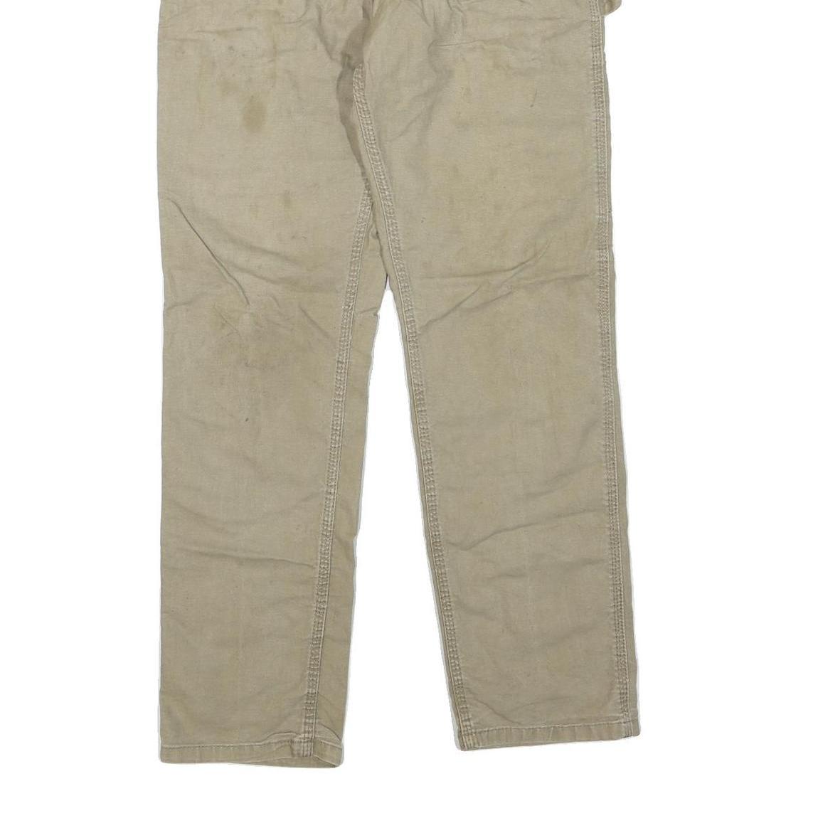 CARHARTT Mens Regular Beige Cotton Blend Workwear Trousers W32 L32 Zip Closure