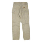 CARHARTT Mens Regular Beige Cotton Blend Workwear Trousers W32 L32 Zip Closure