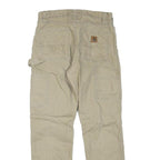 CARHARTT Mens Regular Beige Cotton Blend Workwear Trousers W32 L32 Zip Closure