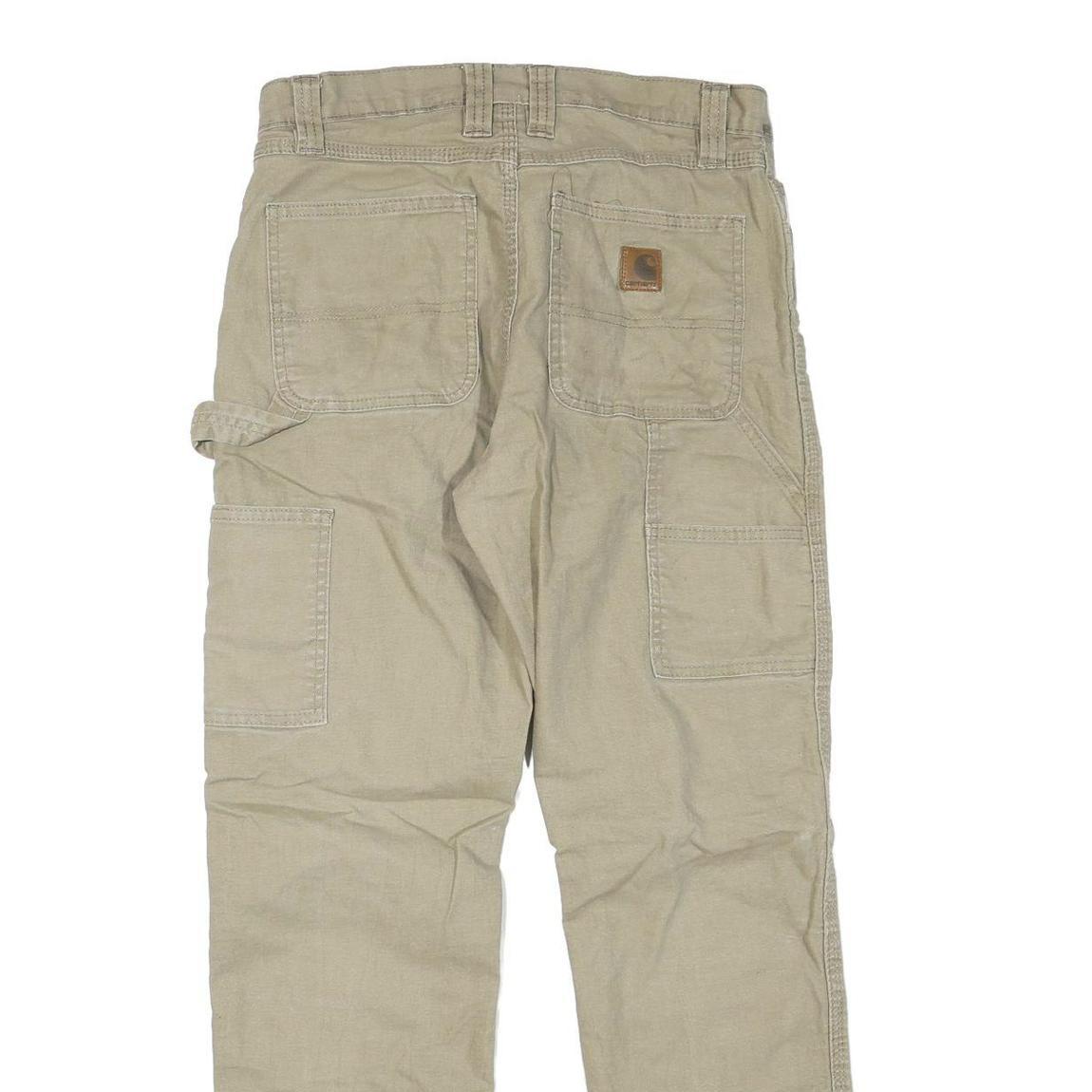 CARHARTT Mens Regular Beige Cotton Blend Workwear Trousers W32 L32 Zip Closure