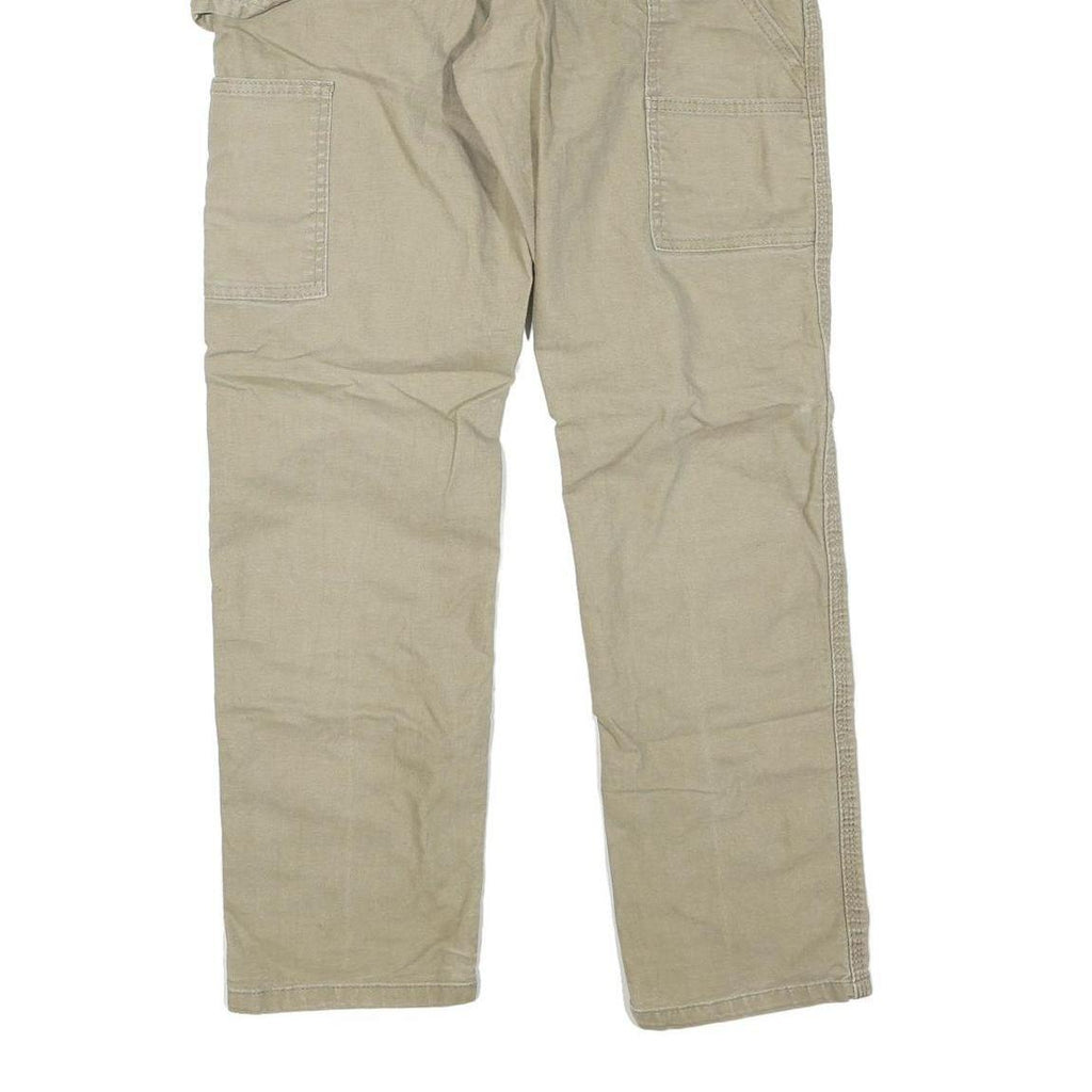 CARHARTT Mens Regular Beige Cotton Blend Workwear Trousers W32 L32 Zip Closure
