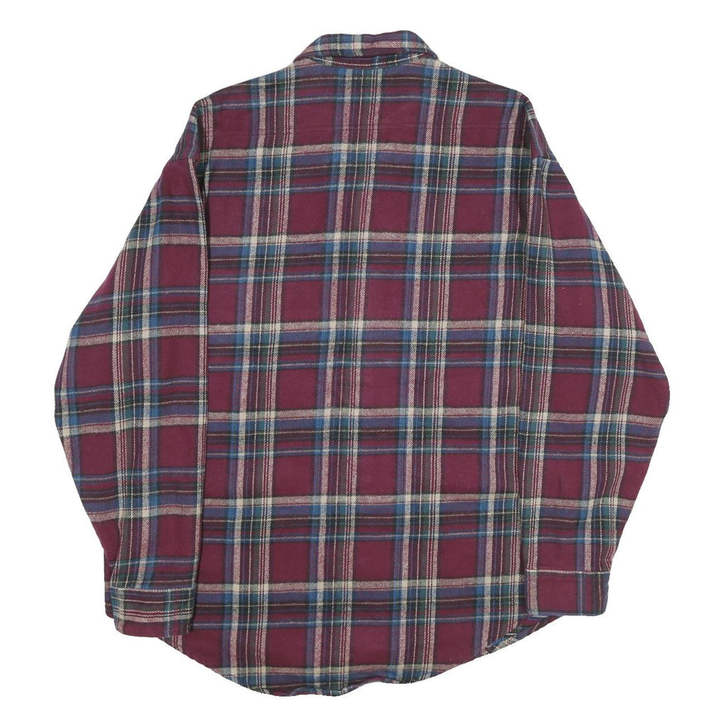 ST JOHN'S BAY Mens Maroon & Blue Plaid Shirt XL Button Cotton Casual
